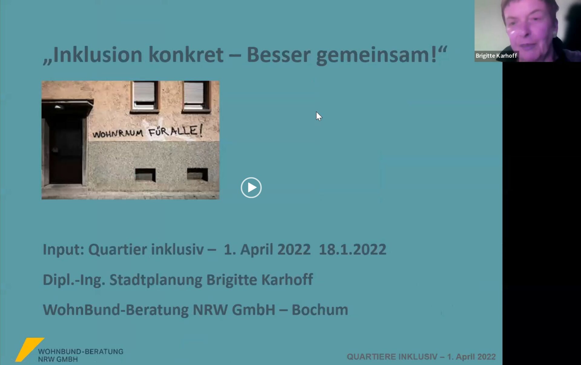 Quartier inklusiv – digitale Podiumsdiskussion – Aufzeichnung mit Präsentationen
